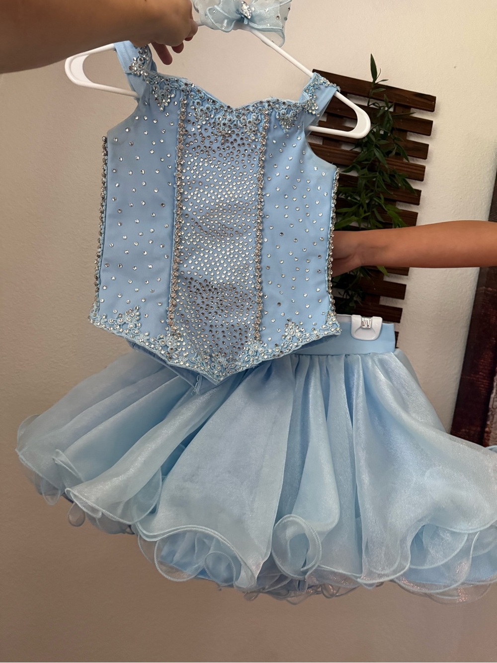 Girls light blue pageant dress